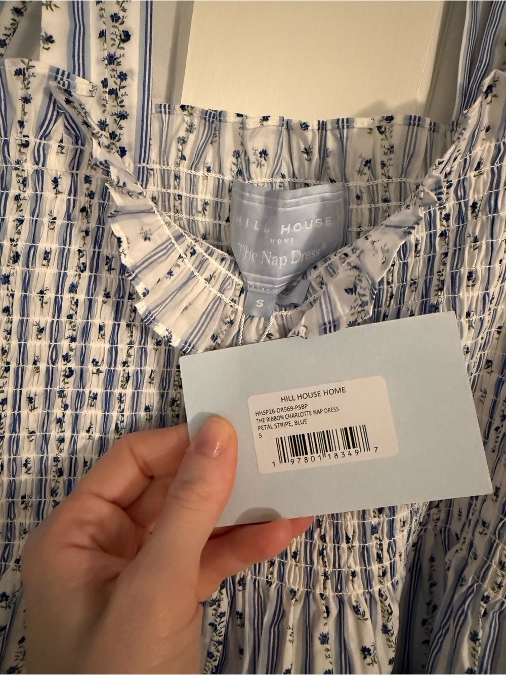 NWT Hill House The Ribbon Charlotte Dress in Blue Petal Stripe - Size S - Picture 3 of 4